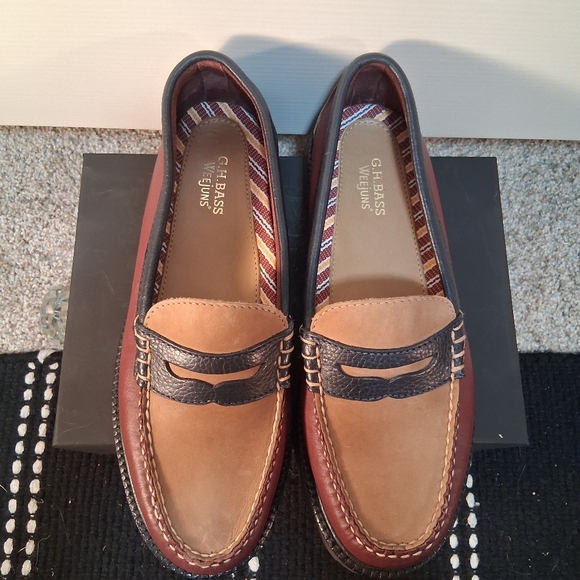 G.H. Bass Women's Whitney Tricolor Super Lug Weejuns Loafer Wine Size 7.5 - Picture 1 of 9